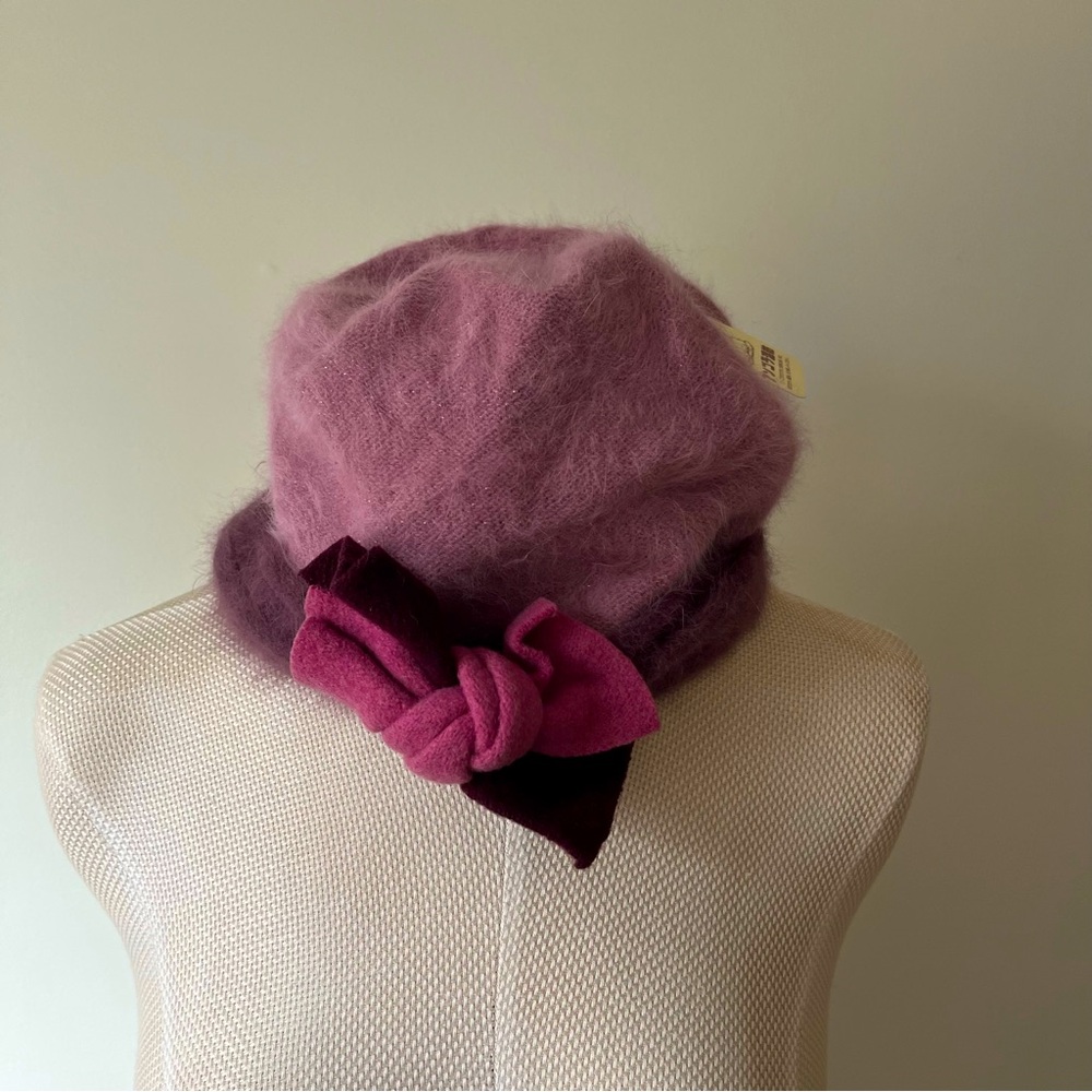 Aurora Pink Angora Beanie Hat
